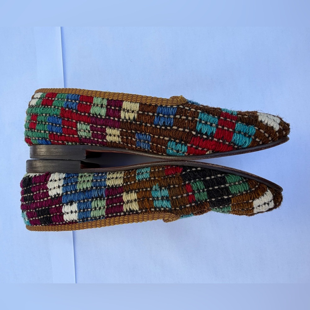 Res Ipsa Kilim Slippers – Handmade Woven Wool & Leather – Size 10 - Picture 4 of 10